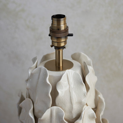 Layered Leaf Table Lamp Base Ivory Crackle Large – Cream