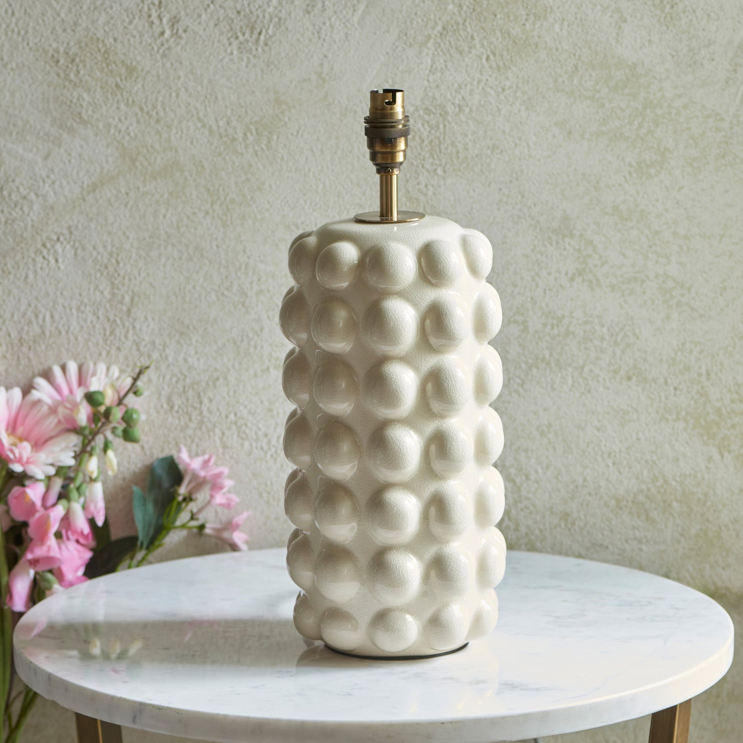 Bobble Table Lamp Base White Crackle Glaze – White