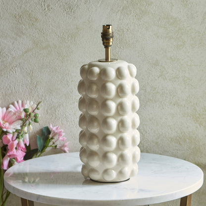 Bobble Table Lamp Base White Crackle Glaze – White