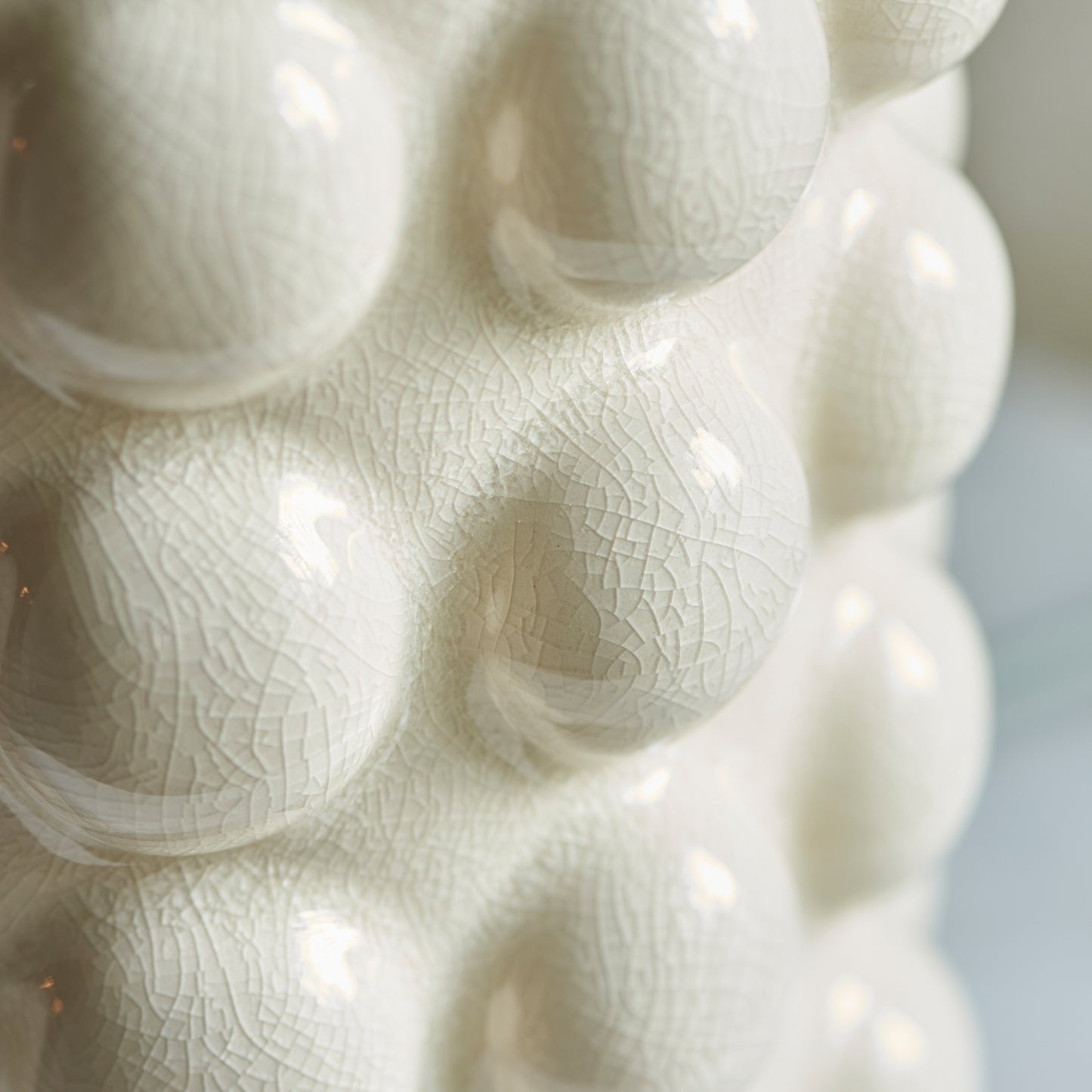 Bobble Table Lamp Base White Crackle Glaze – White