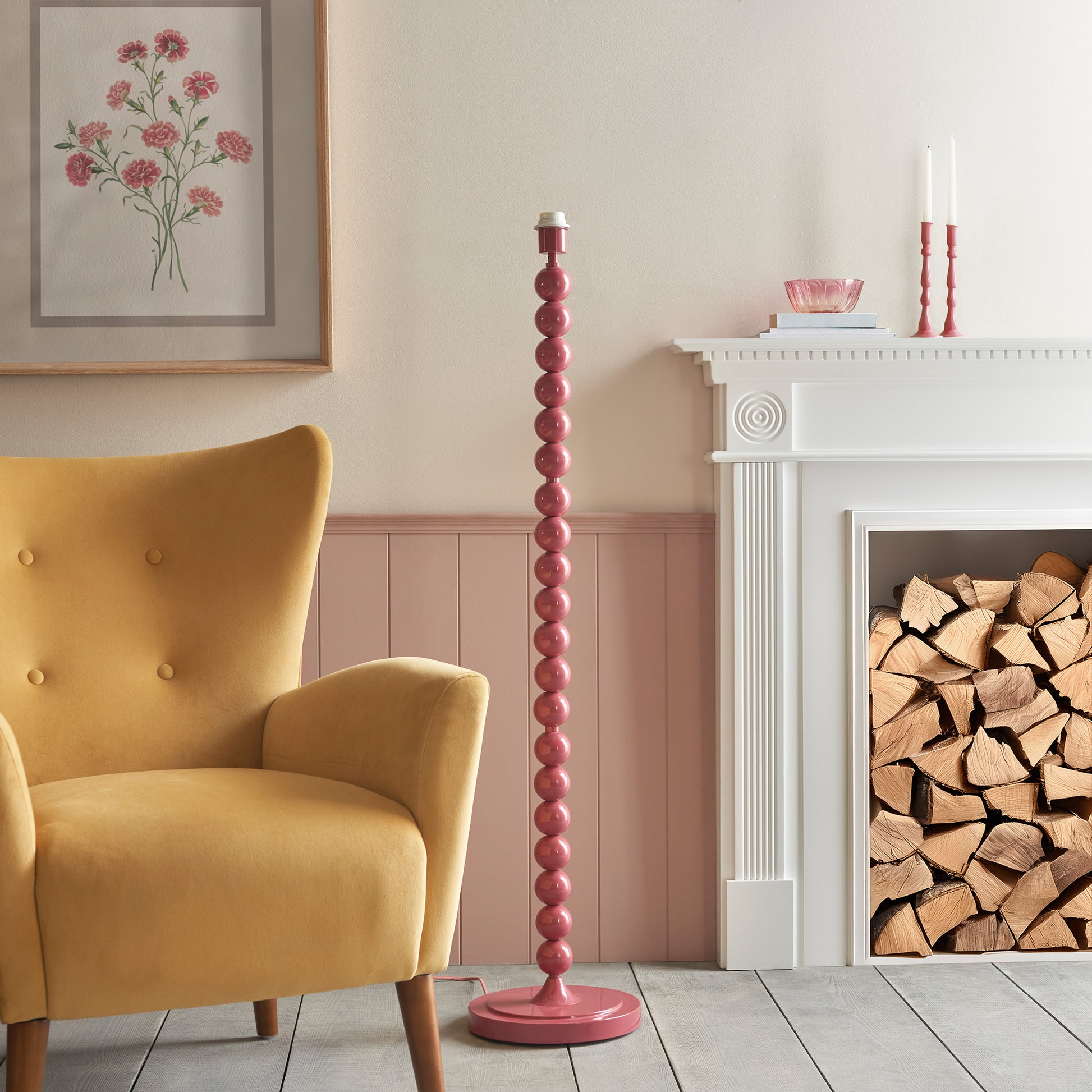Higgledy Floor Lamp Base Gloss Pink Clay Paint – Pink