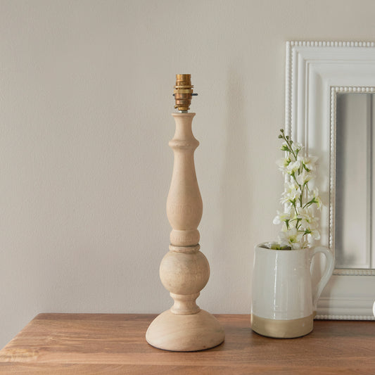 Hidcote Table Lamp Base Natural Wood – Natural