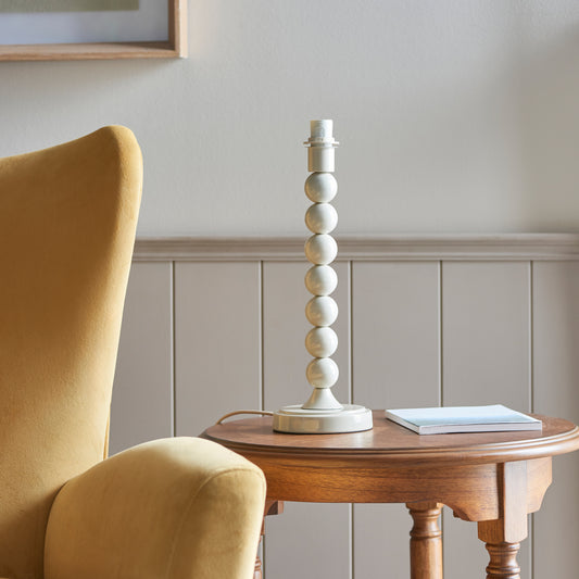 Higgledy Table Lamp Base Gloss Almond White Paint – Natural