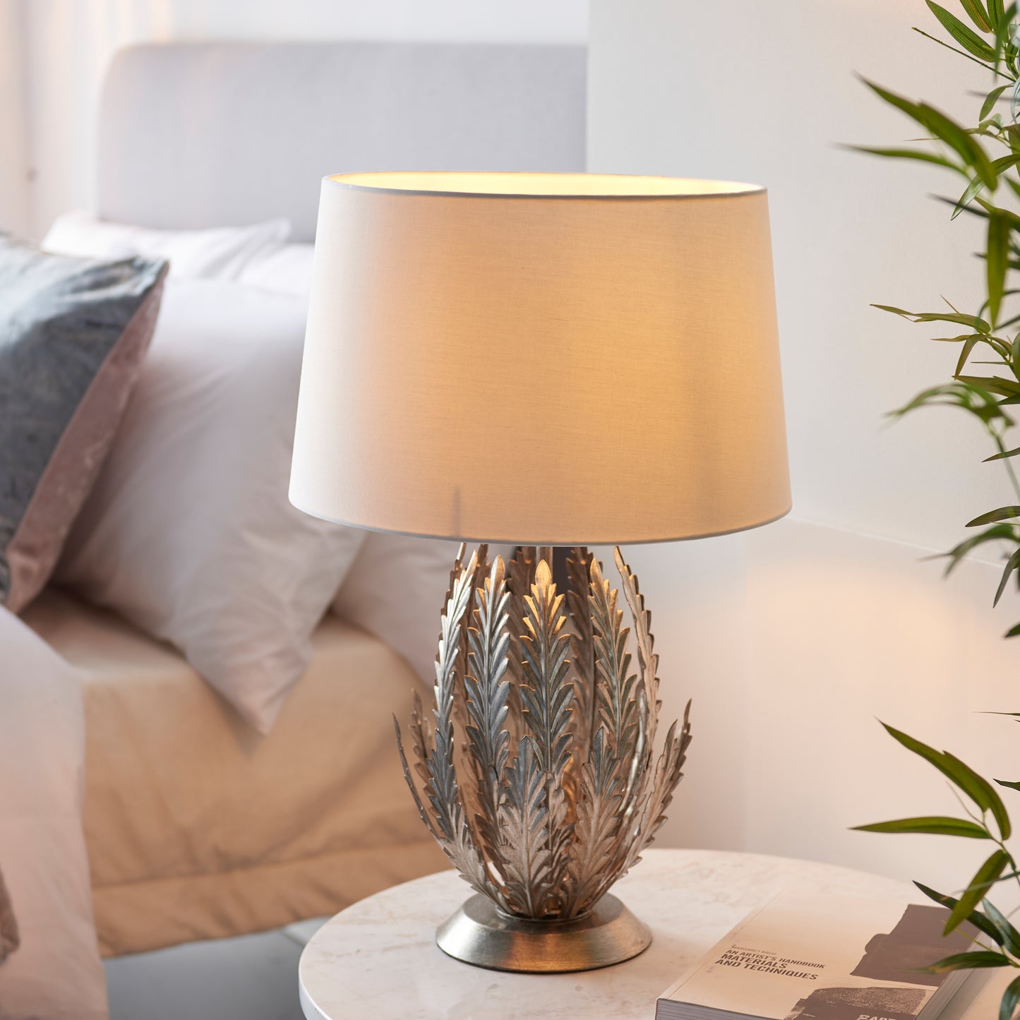 Delphine 1 Table Lamp Silver Leaf – Silver