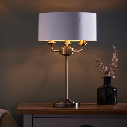 Highclere 3 Table Lamp Antique Brass – Brass
