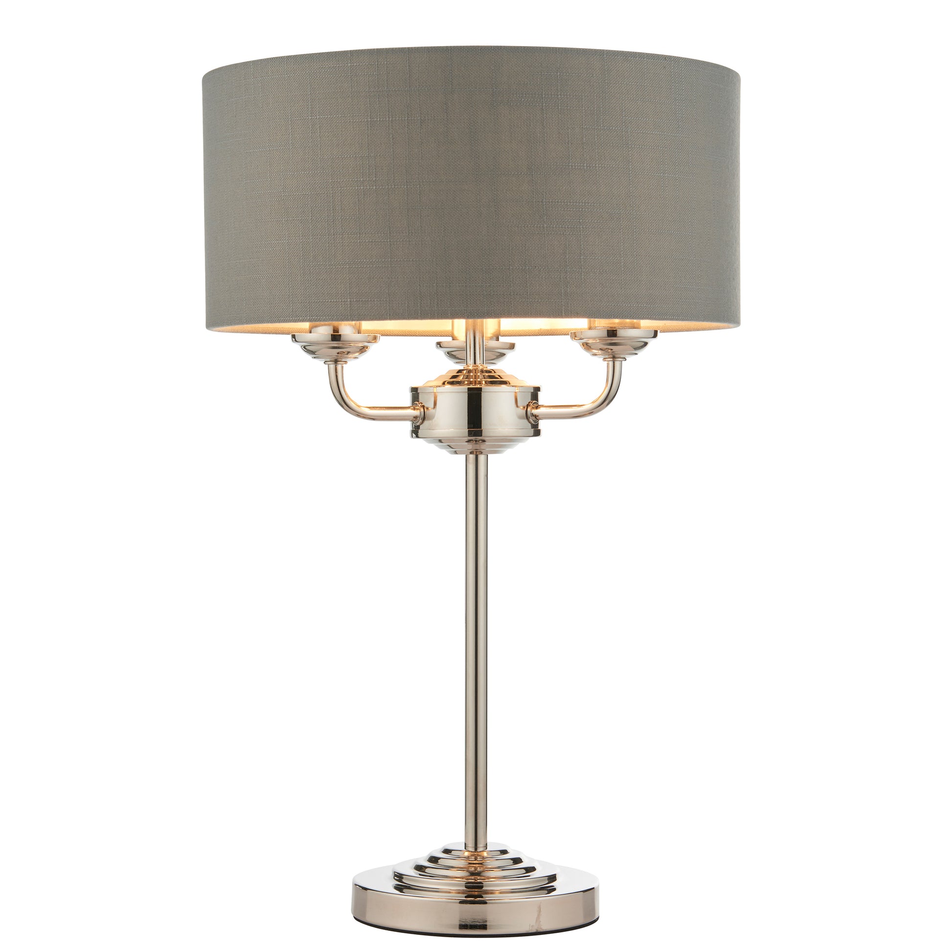 Highclere 3 Table Lamp Bright Nickel – Nickel