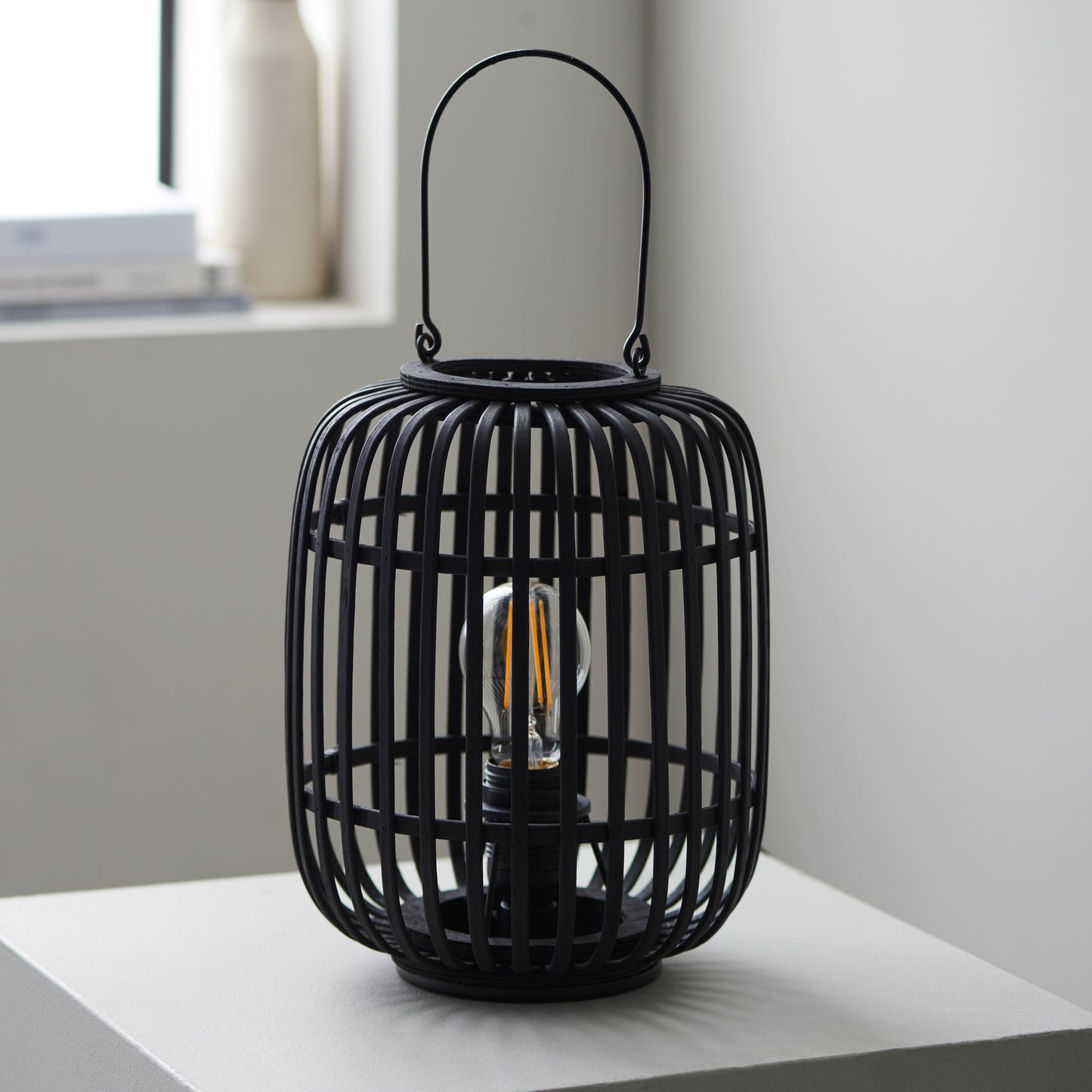 Mathias Table Lamp Dark Bamboo – Black