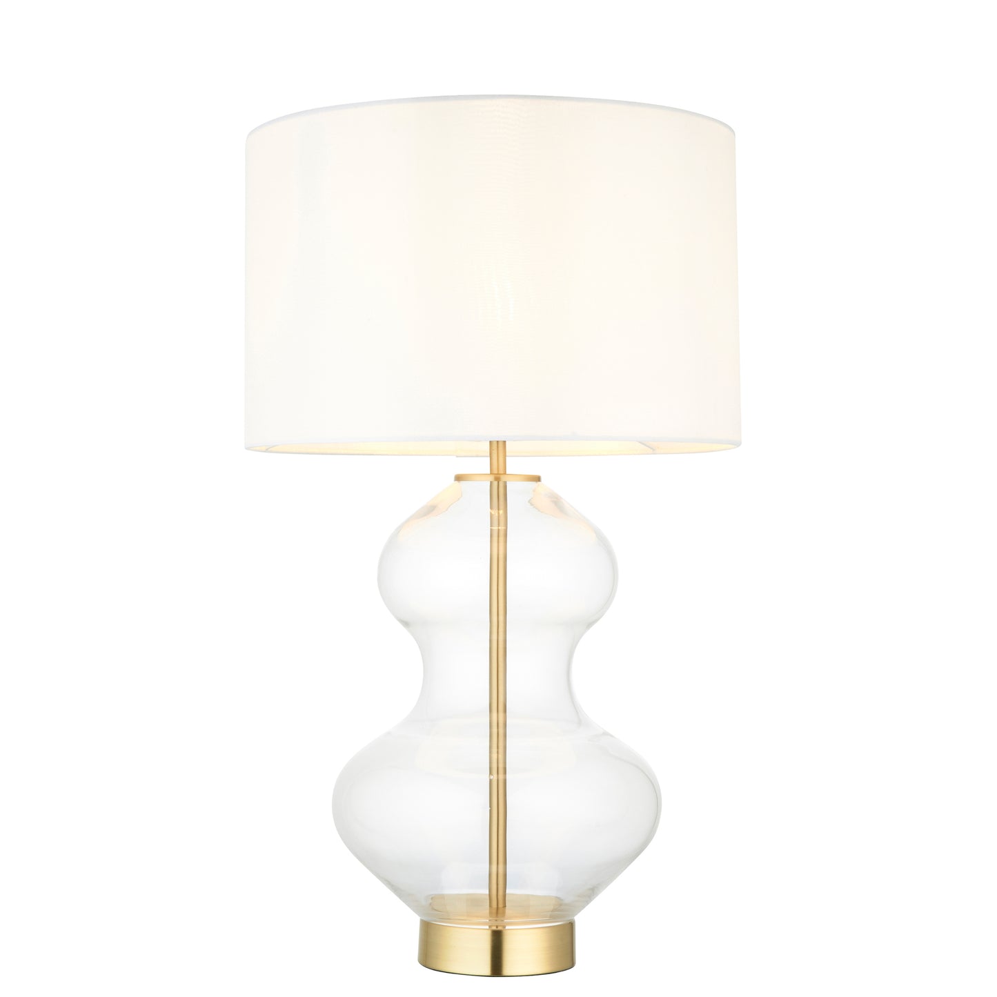 Kelda Shaped Table Lamp Satin Brass Vintage White – White