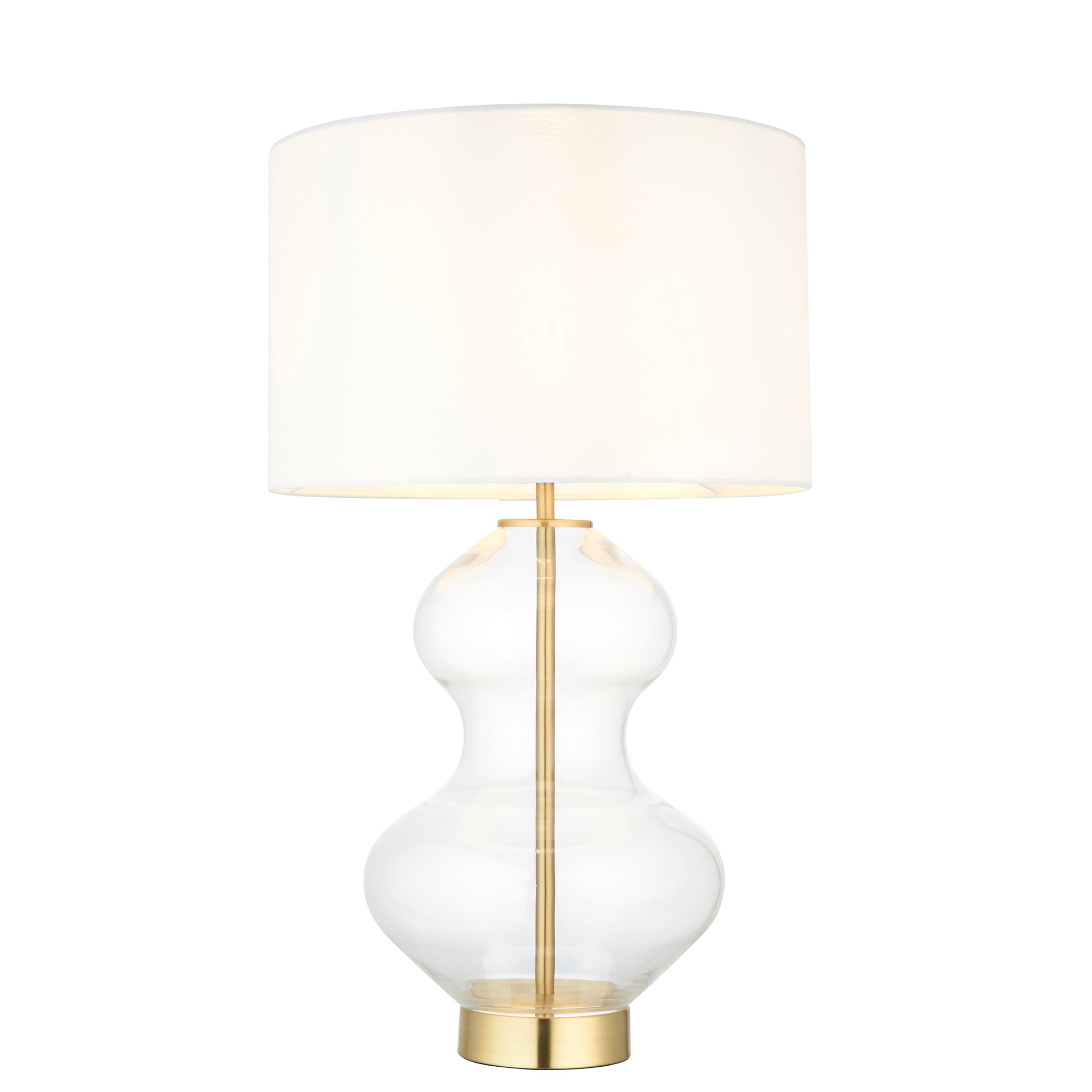Kelda Shaped Table Lamp Satin Brass Vintage White – White