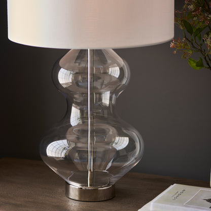 Kelda Shaped Table Lamp Satin Brass Vintage White – White