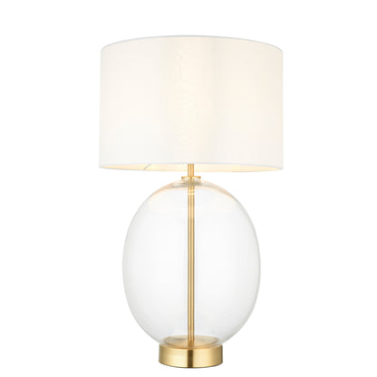 Kelda Oval Table Lamp Satin Brass Vintage White – White