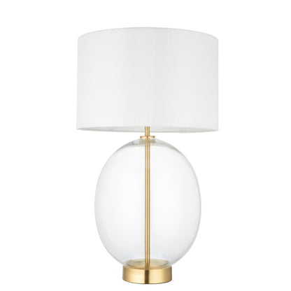 Kelda Oval Table Lamp Satin Brass Vintage White – White