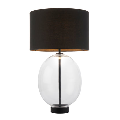 Kelda Oval Table Lamp Clear Glass Black – Black