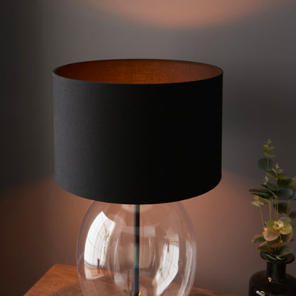 Kelda Oval Table Lamp Clear Glass Black – Black