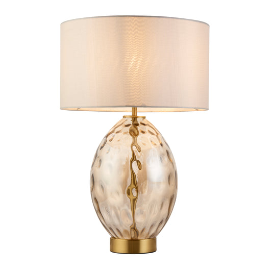 Elin Dimple Table Lamp Champagne – White