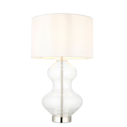 Kelda Shaped Table Lamp Bright Nickel – White