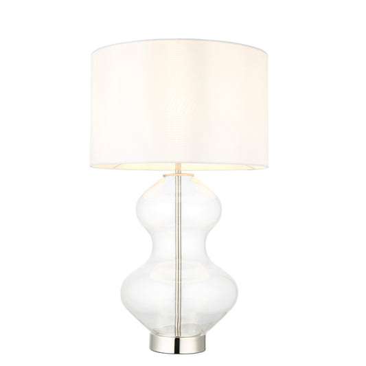 Kelda Shaped Table Lamp Bright Nickel – White