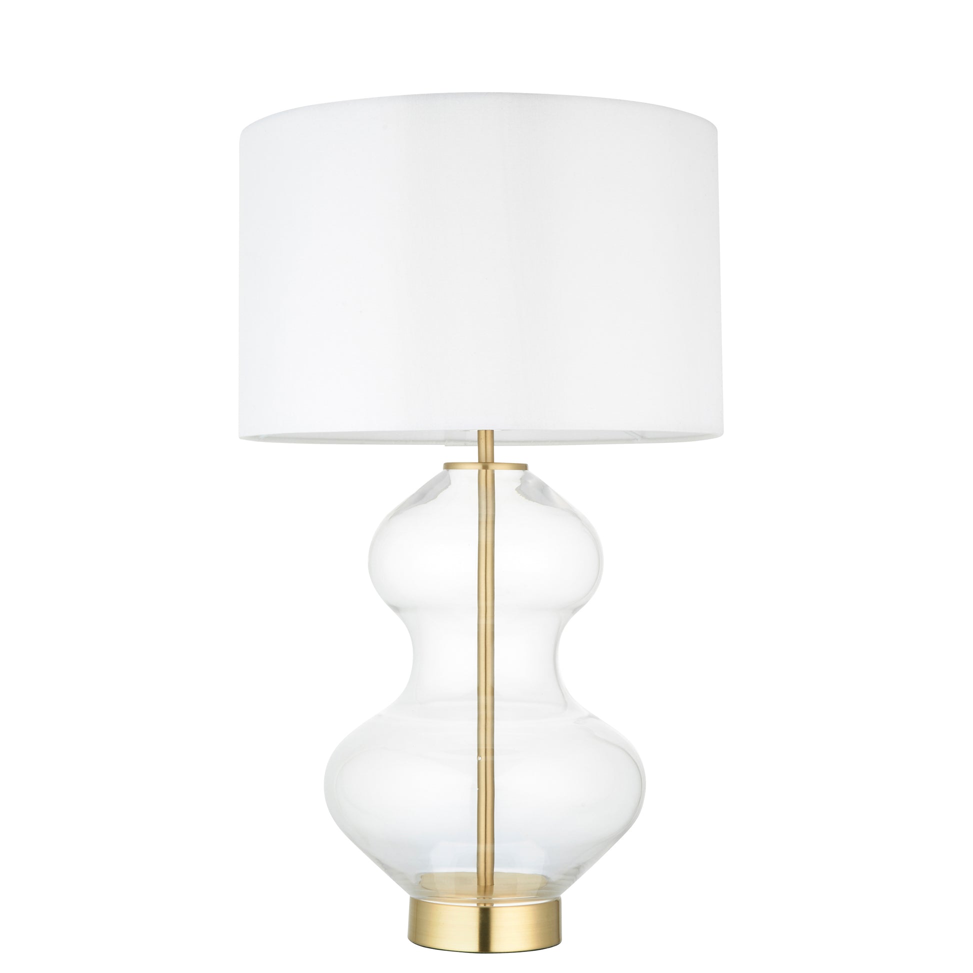 Kelda Shaped Table Lamp Bright Nickel – White