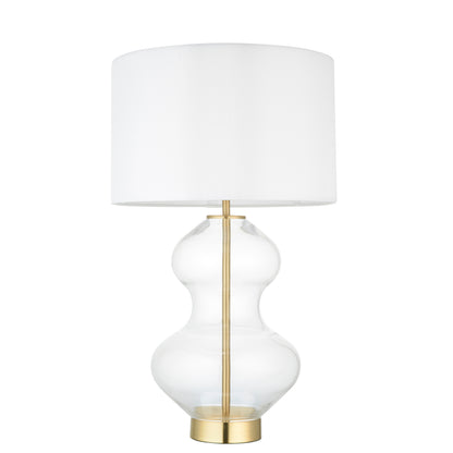 Kelda Shaped Table Lamp Bright Nickel – White