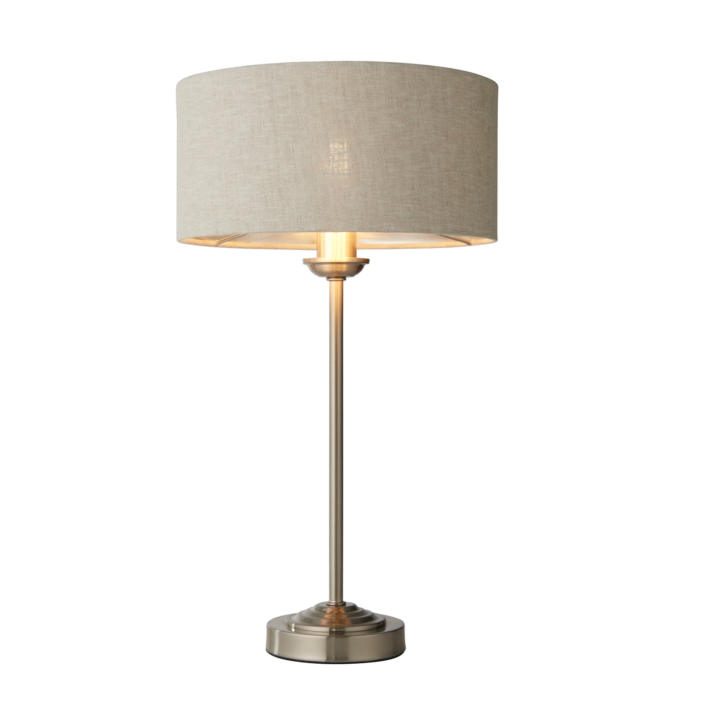 Highclere Table Light Chrome & Natural Linen – Natural