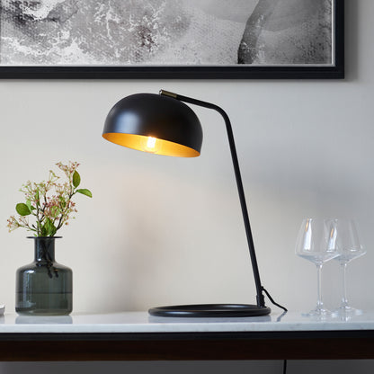 Brair 1 Table Lamp Matt Black & Antique Brass – Brass
