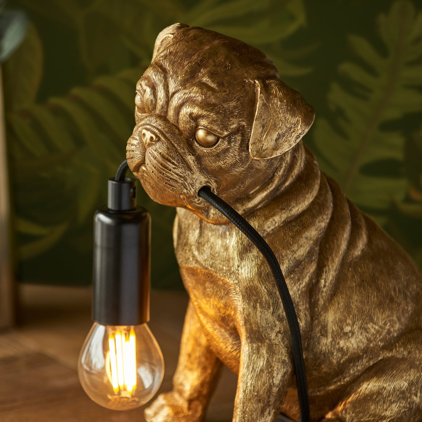 Pug Puppy Table Lamp Vintage Gold – Gold