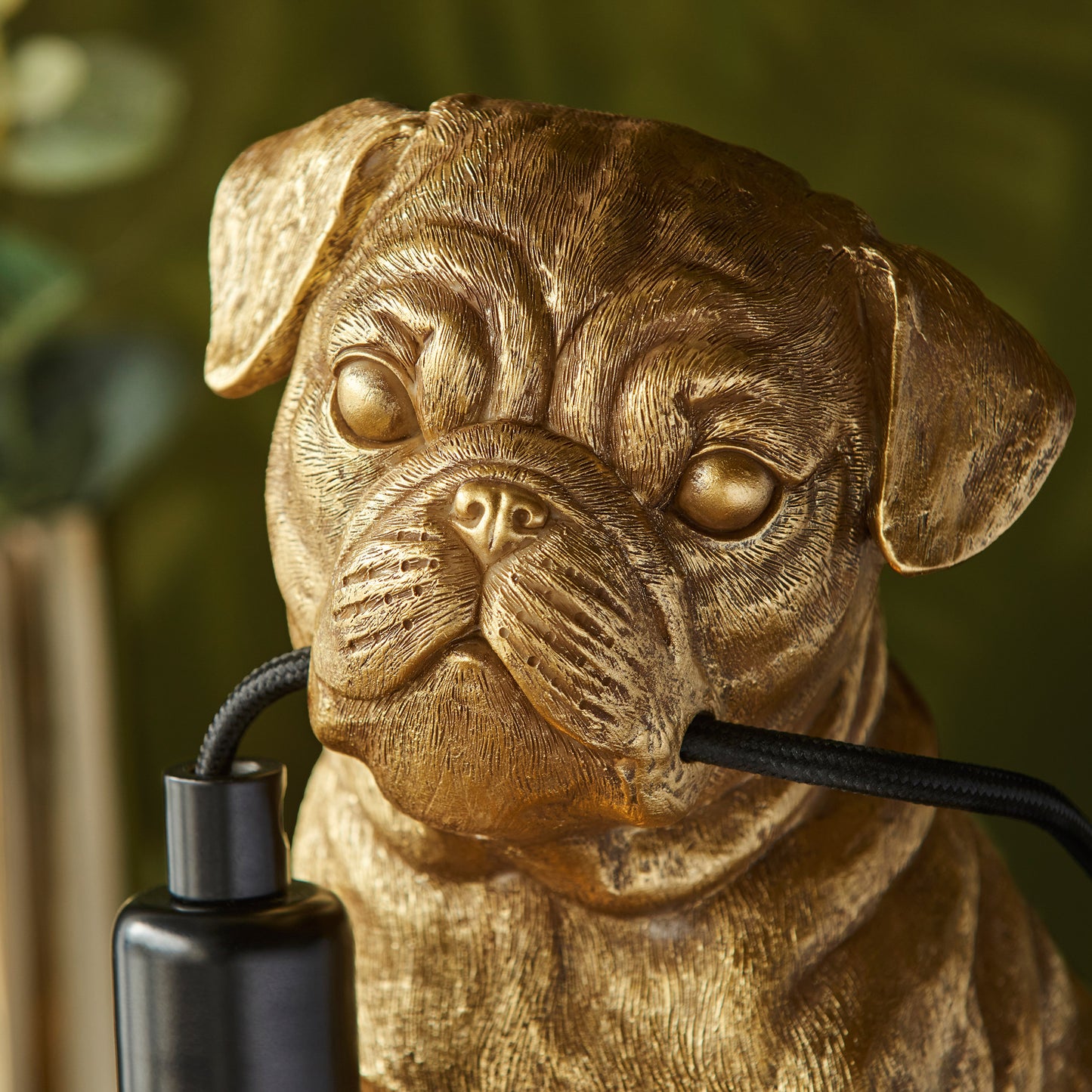 Pug Puppy Table Lamp Vintage Gold – Gold