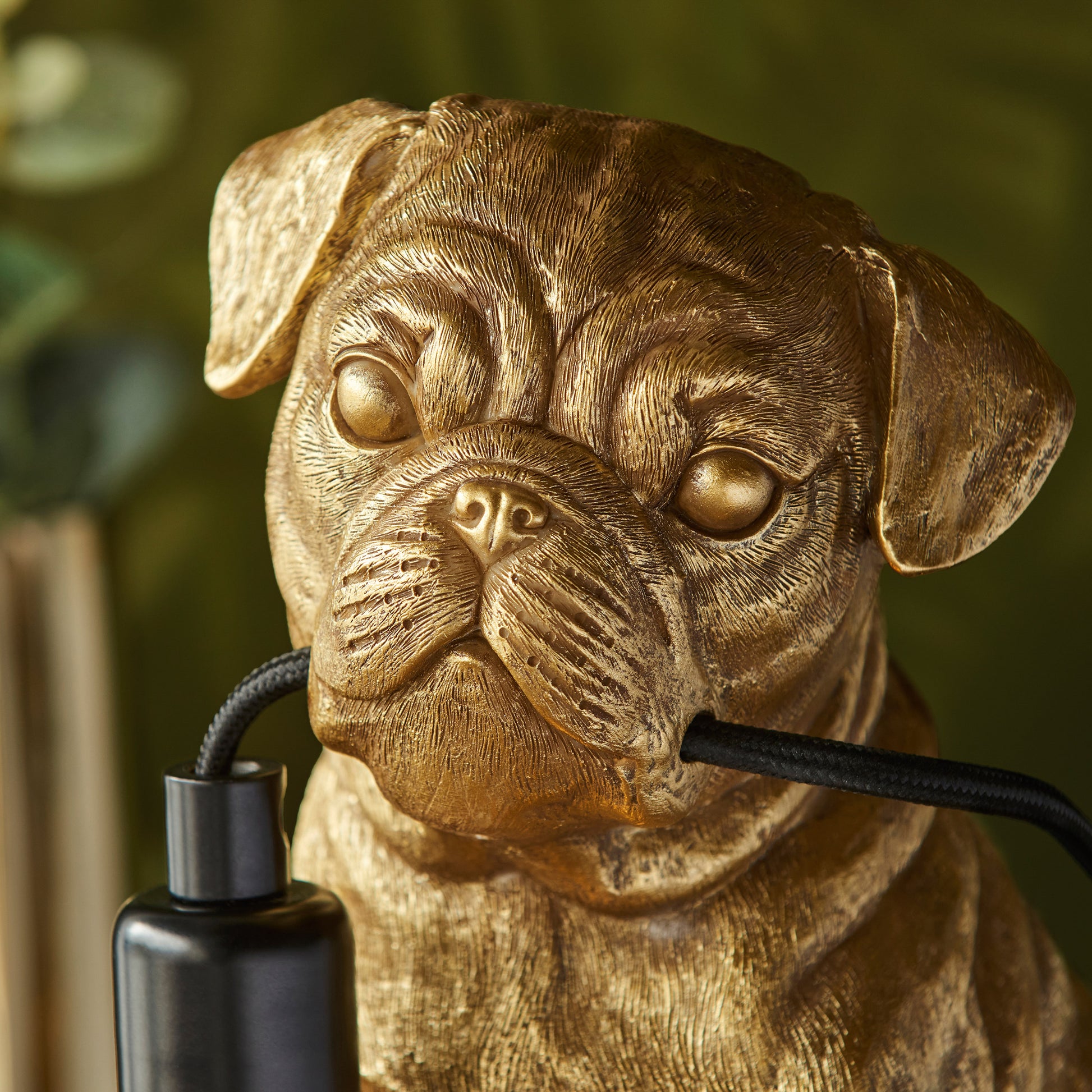 Pug Puppy Table Lamp Vintage Gold – Gold