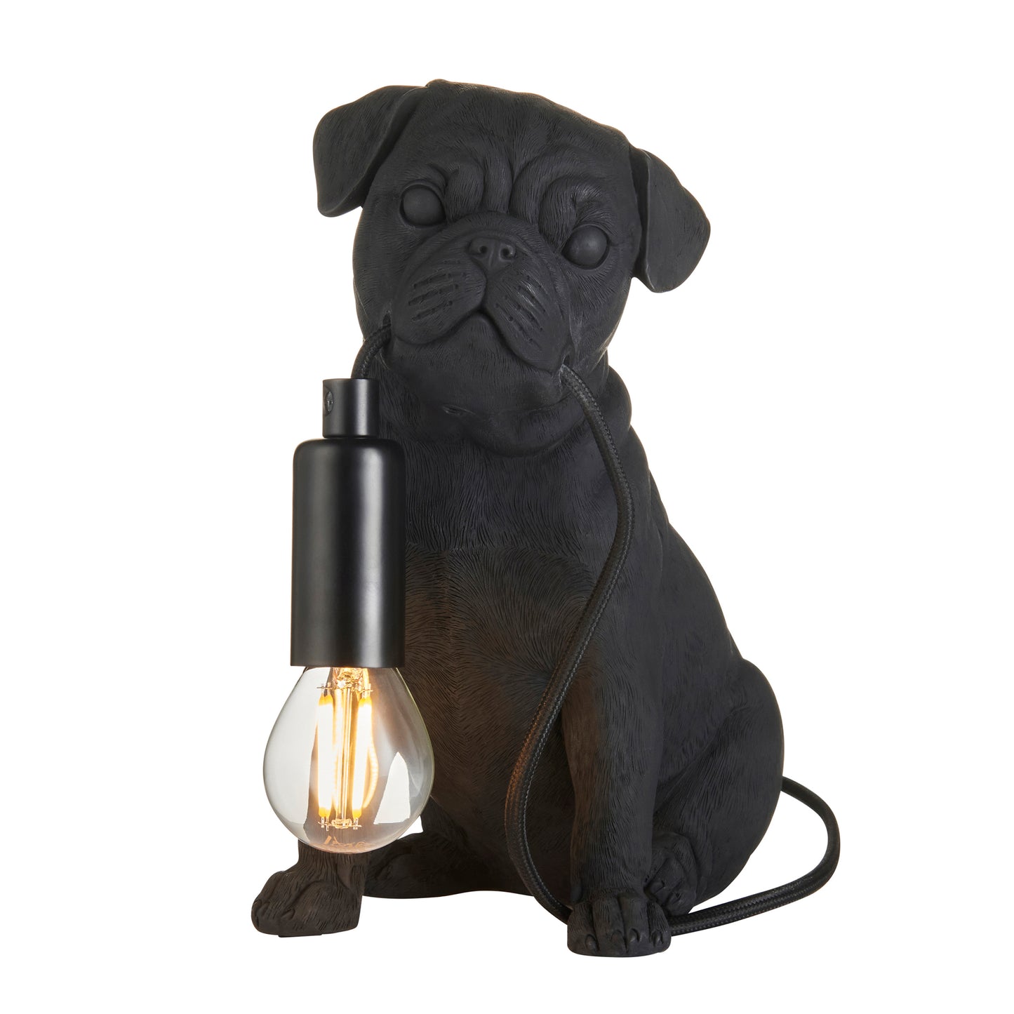 Pug Puppy Table Lamp Black – Black