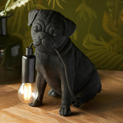 Pug Puppy Table Lamp Black – Black