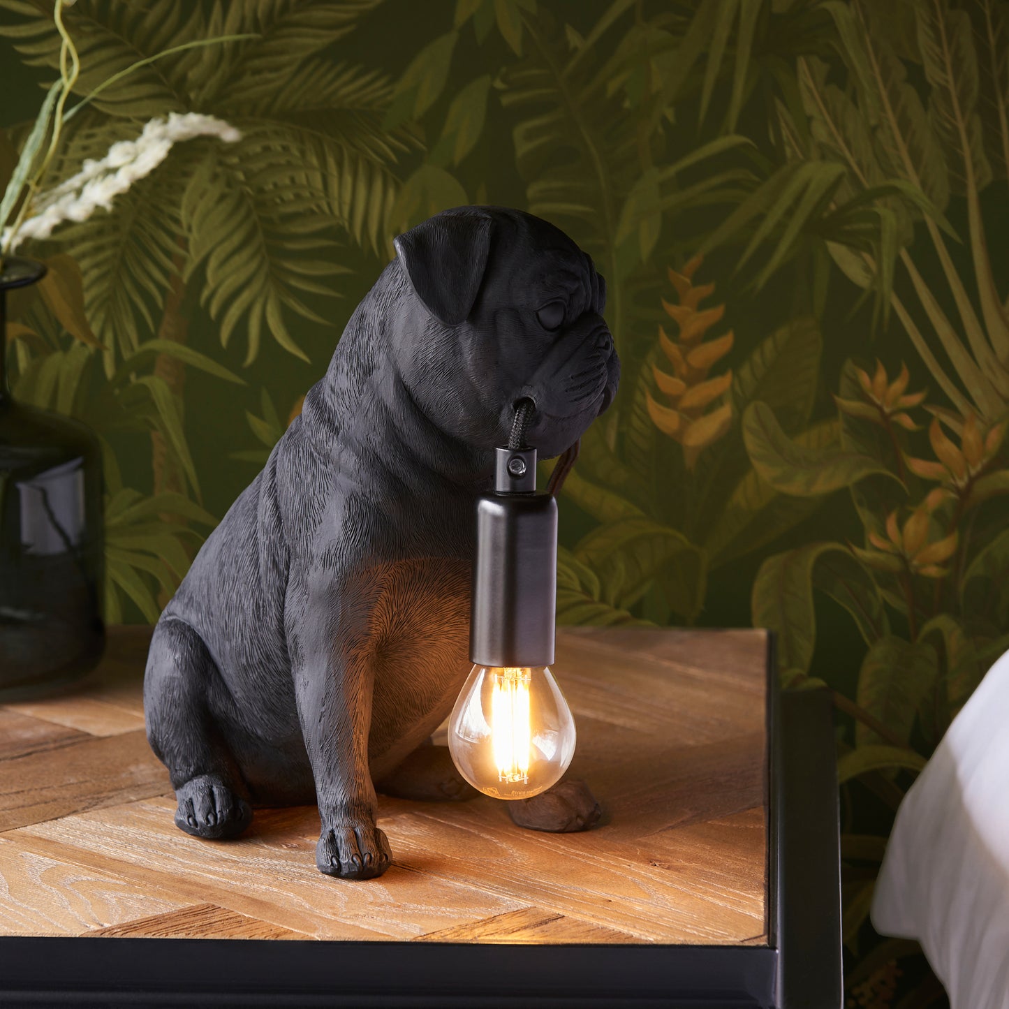 Pug Puppy Table Lamp Black – Black