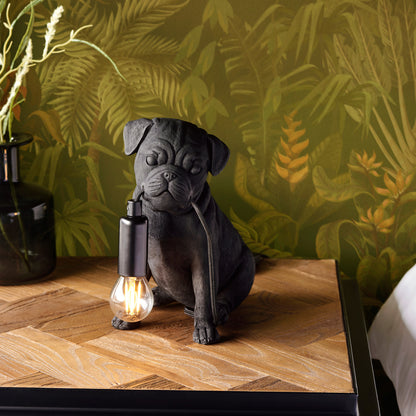 Pug Puppy Table Lamp Black – Black