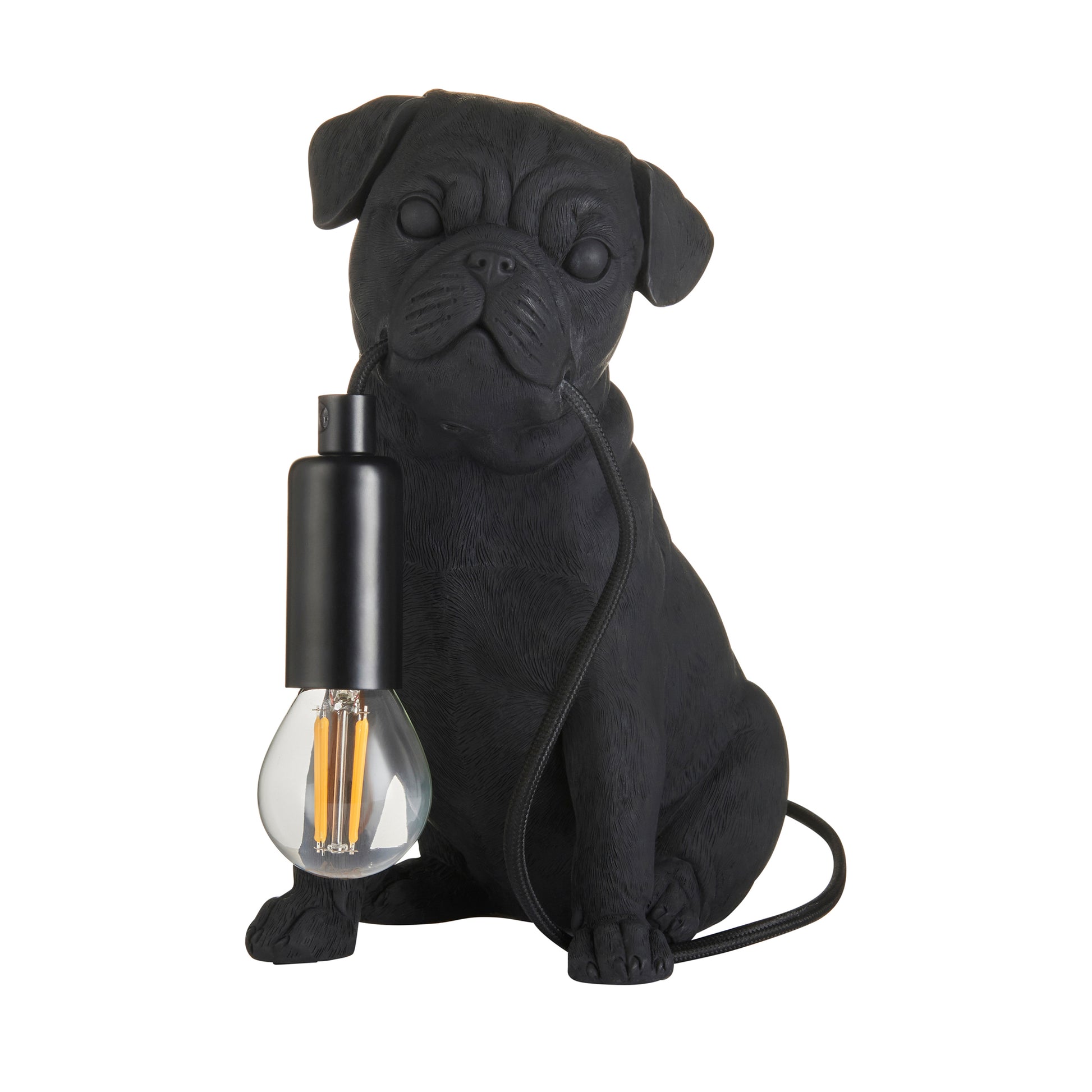 Pug Puppy Table Lamp Black – Black