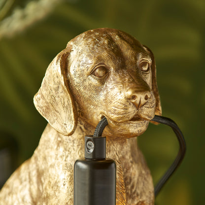 Labrador Puppy Table Lamp Vintage Gold – Gold