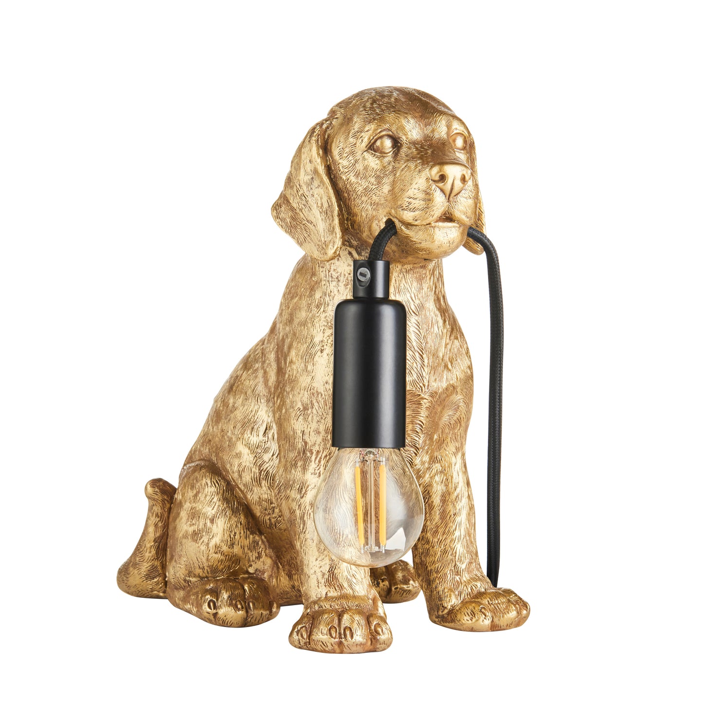 Labrador Puppy Table Lamp Vintage Gold – Gold