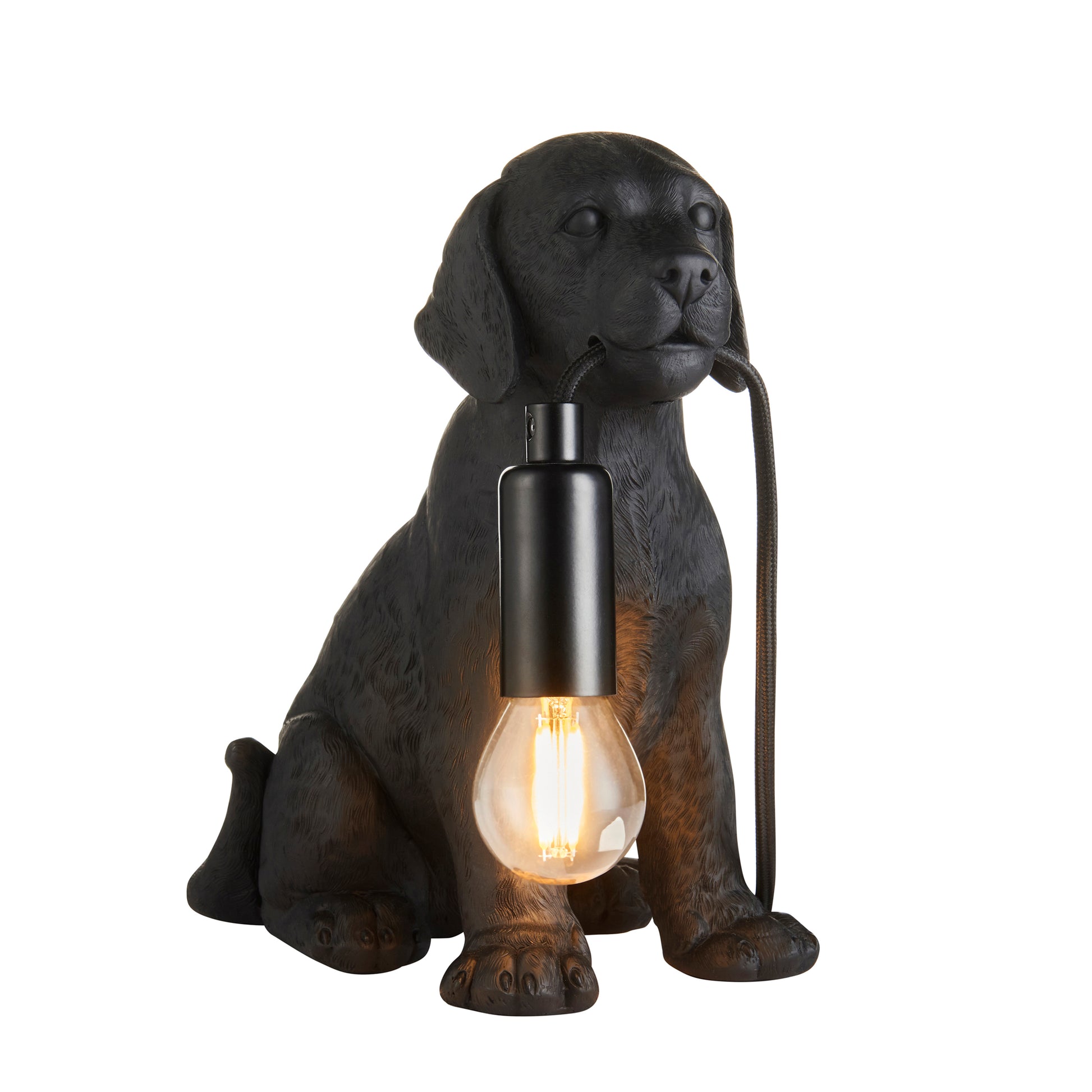 Labrador Puppy Table Lamp Black – Black