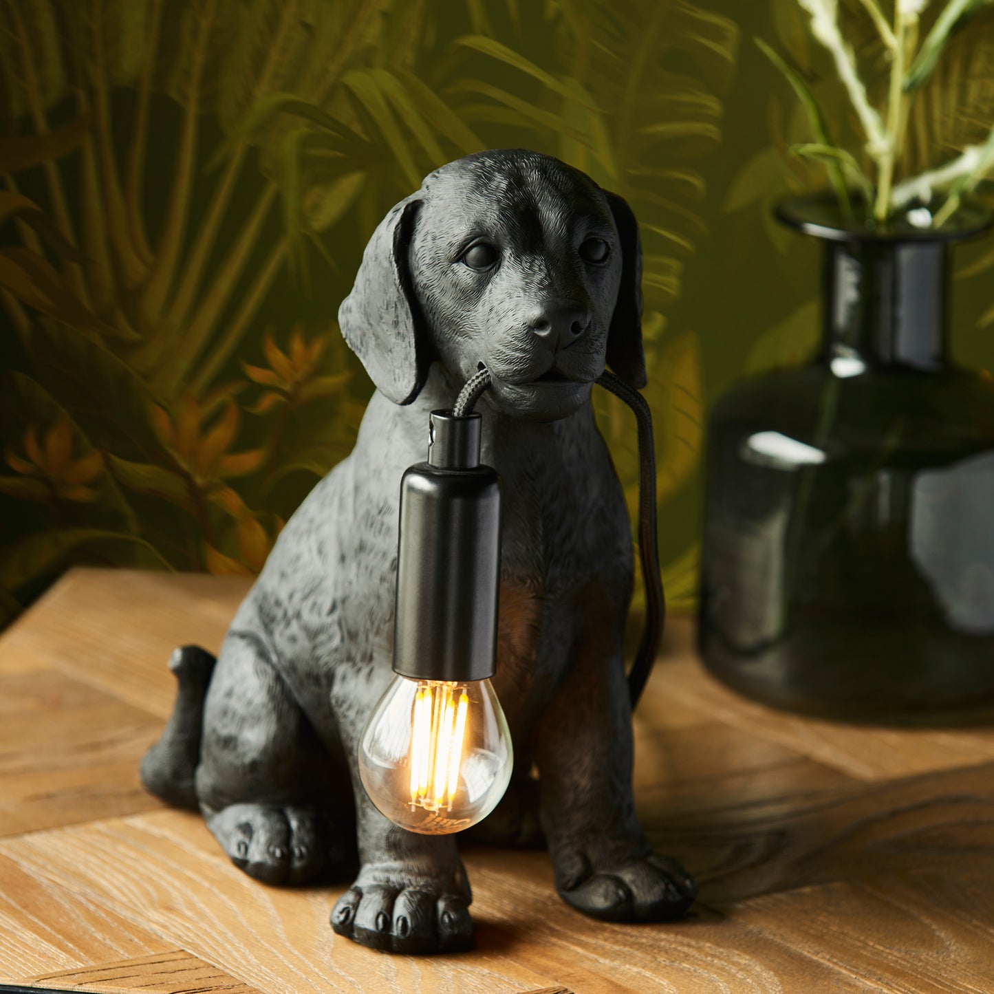 Labrador Puppy Table Lamp Black – Black