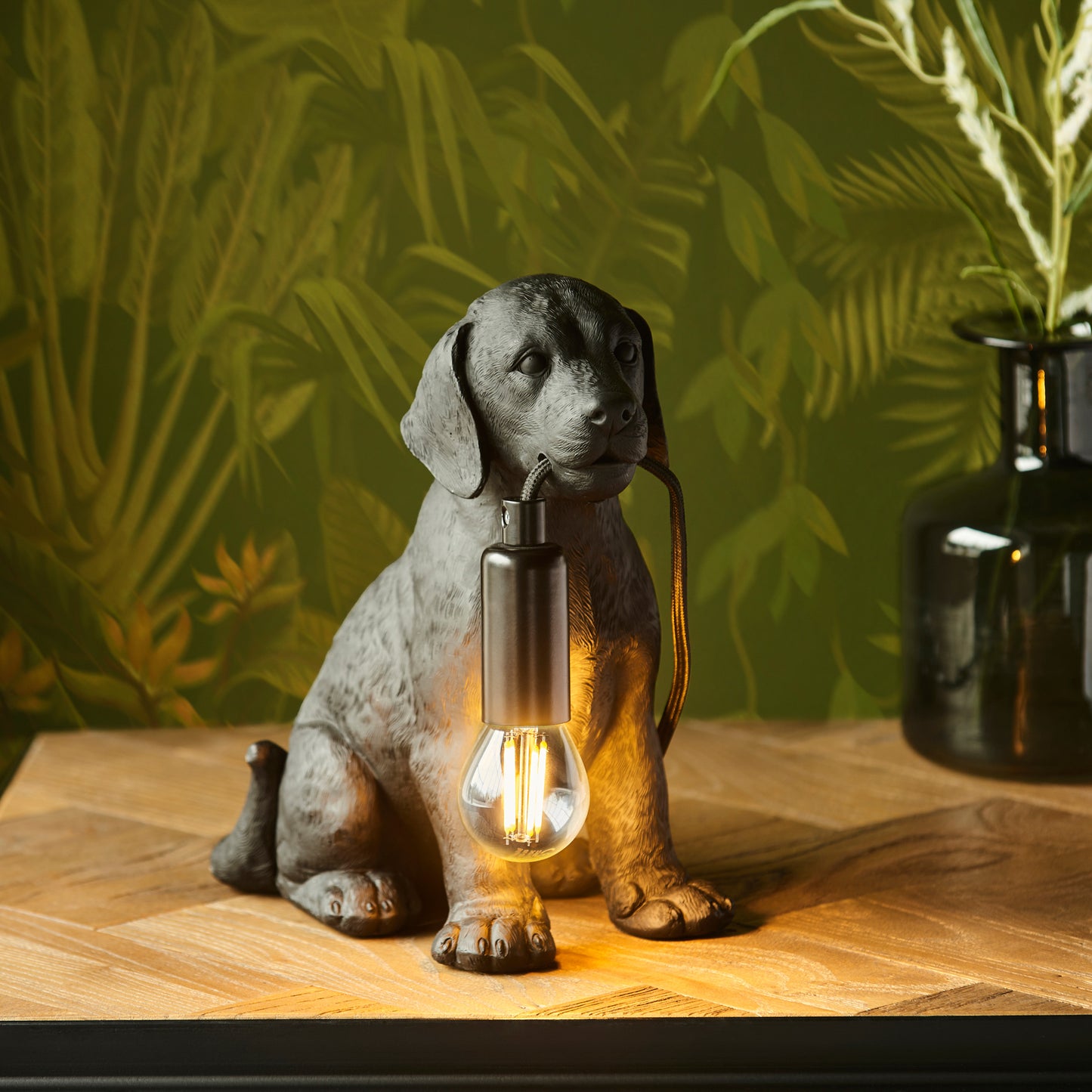 Labrador Puppy Table Lamp Black – Black