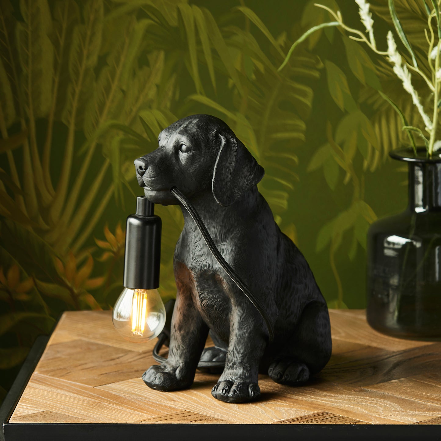 Labrador Puppy Table Lamp Black – Black