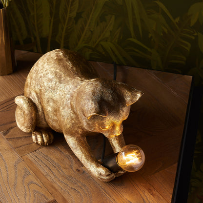 Kitten Table Lamp Vintage Gold – Gold