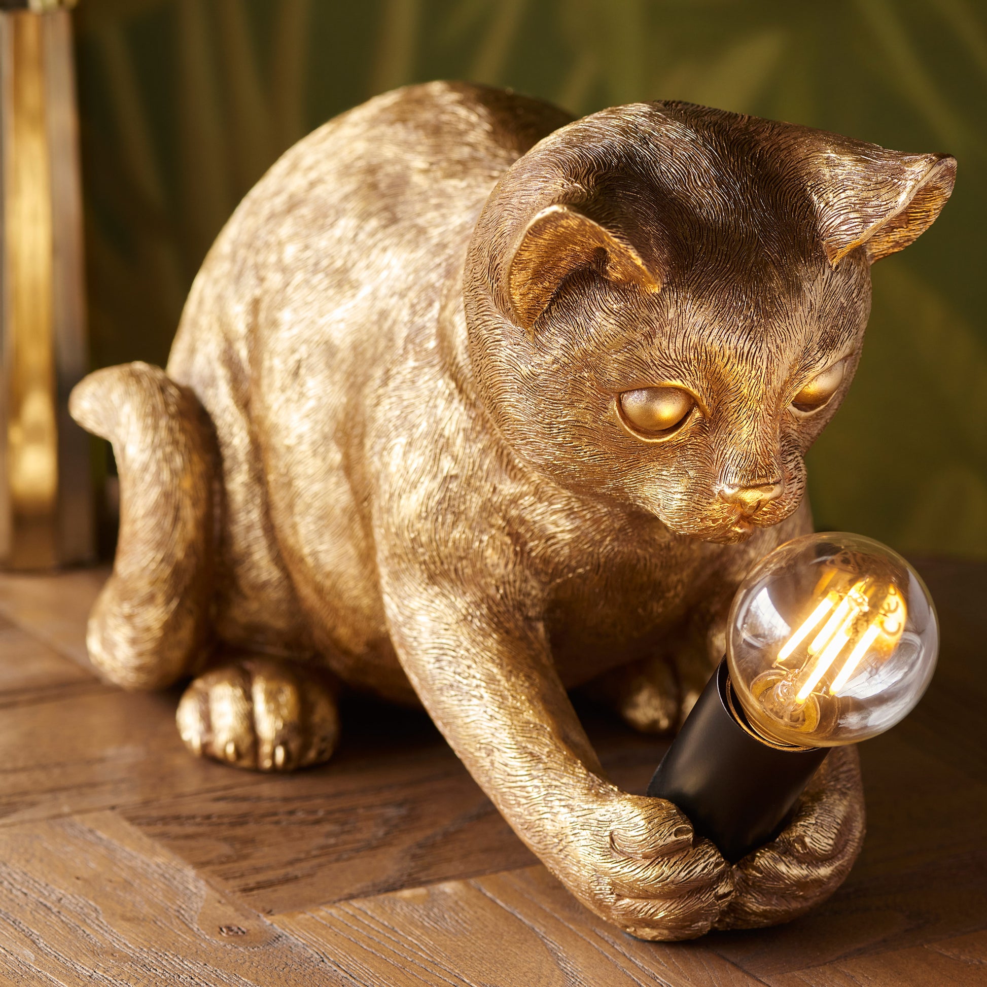 Kitten Table Lamp Vintage Gold – Gold