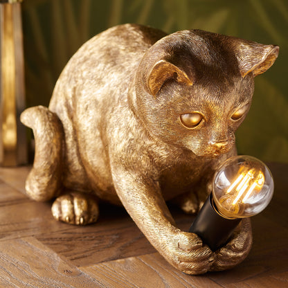 Kitten Table Lamp Vintage Gold – Gold