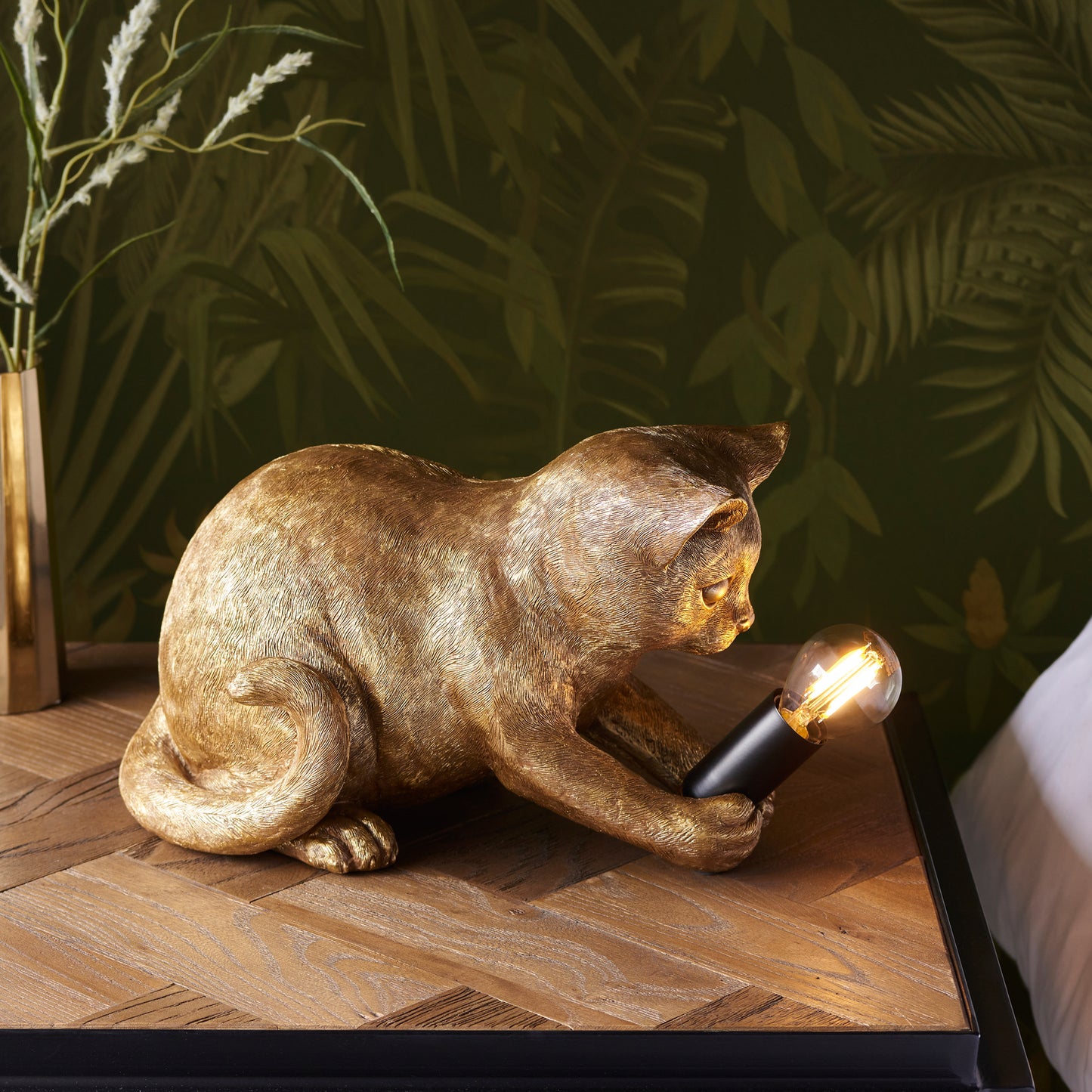 Kitten Table Lamp Vintage Gold – Gold