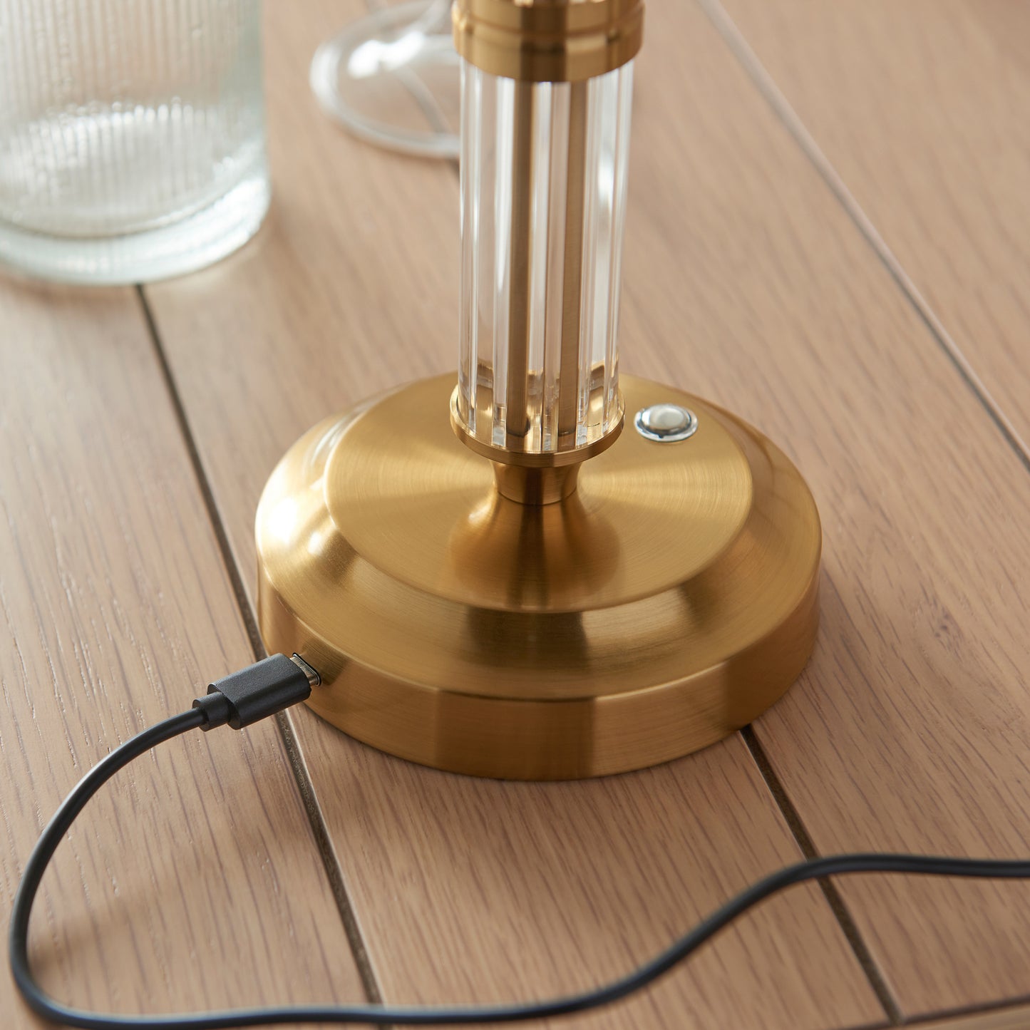 Morton Rechargeable Table Lamp Brushed Aged Brass – Brass
