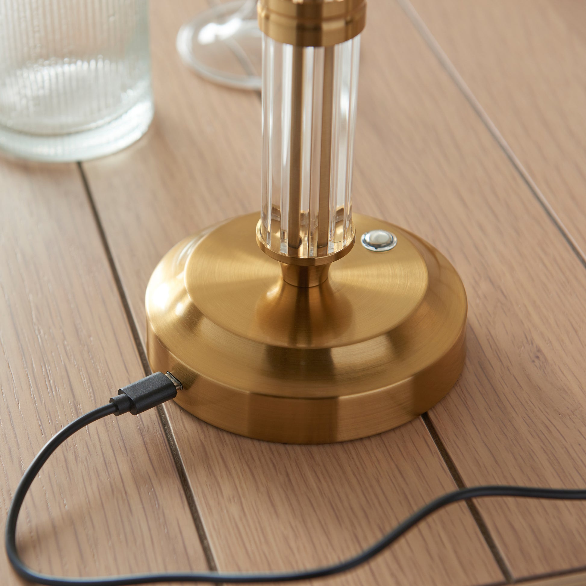 Morton Rechargeable Table Lamp Brushed Aged Brass – Brass