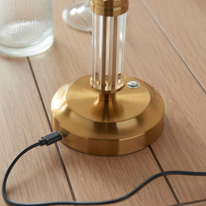 Morton Rechargeable Table Lamp Brushed Aged Brass – Brass