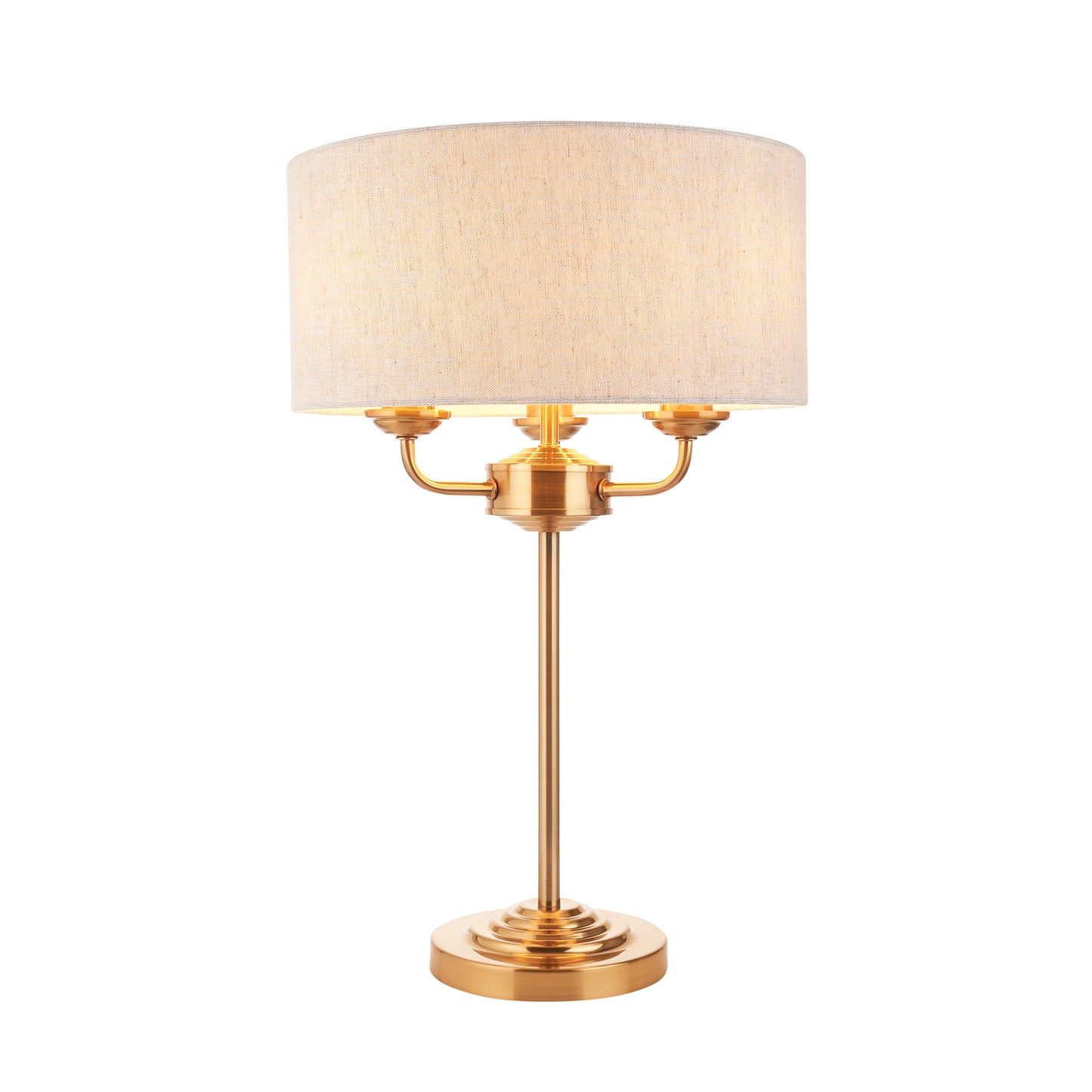 Highclere 3 Table Lamp Vintage Brass – Natural