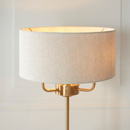 Highclere 3 Table Lamp Vintage Brass – Natural