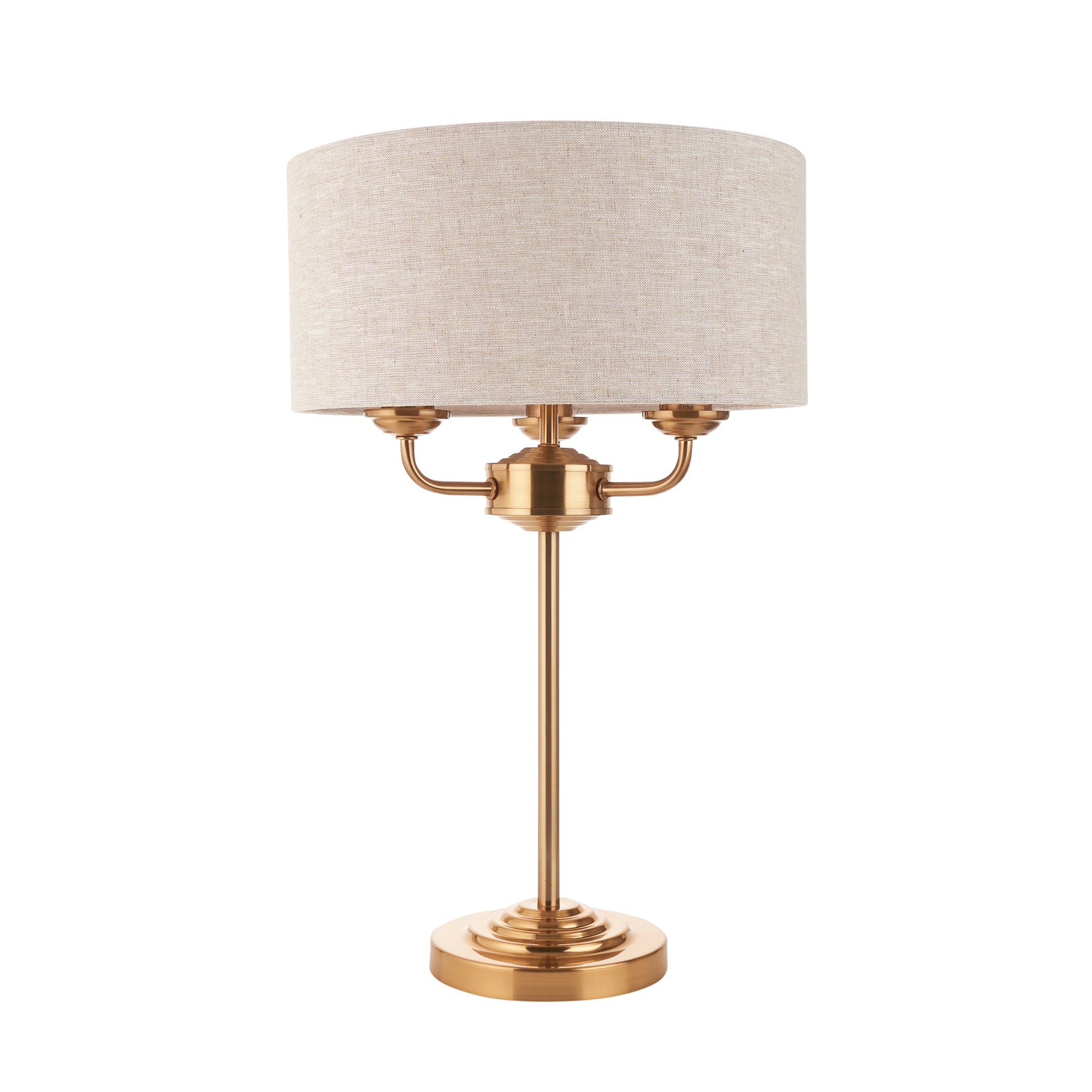 Highclere 3 Table Lamp Vintage Brass – Natural