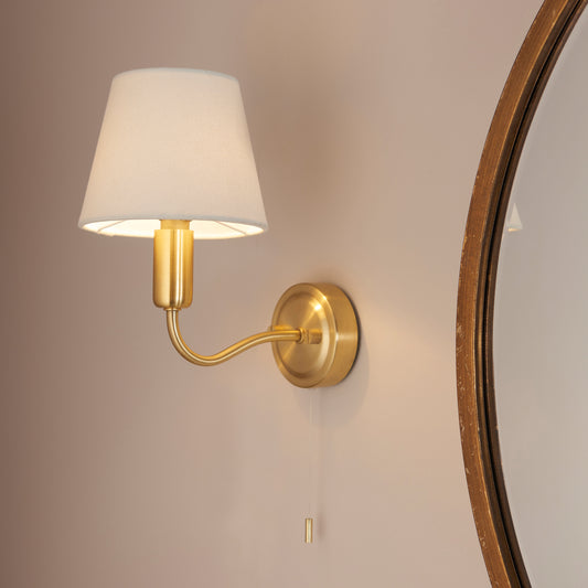 Conway Bathroom 1 Wall Light Satin Brass – Brass